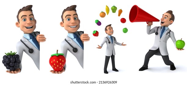 Doctor Male Cartoon Character Design On White Isolated Background 3d Rendering