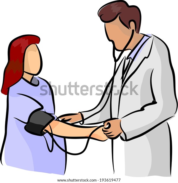 Doctor Measuring Blood Pressure Pregnant Woman Stock Illustration ...