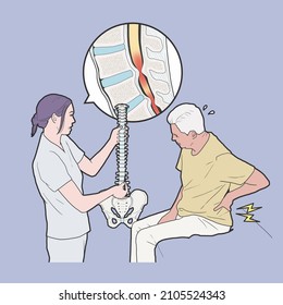 Doctor Medical Illustration Explaining Spinal Stenosis