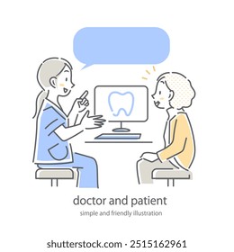 doctor and patient, senior woman, simple and friendly illustration - Powered by Shutterstock