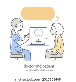 doctor and patient, senior woman, simple and friendly illustration - Powered by Shutterstock