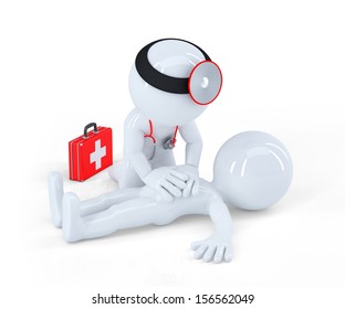 Doctor Providing First Aid. Isolated on white background - Powered by Shutterstock