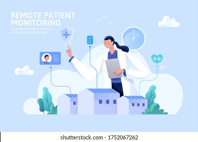 Doctor Using Technology To Monitor Patient's Health Condition Remotely, Concept Of Telehealth, Remote Patient Monitoring