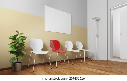 Doctor Waiting Room With Chairs And Plant