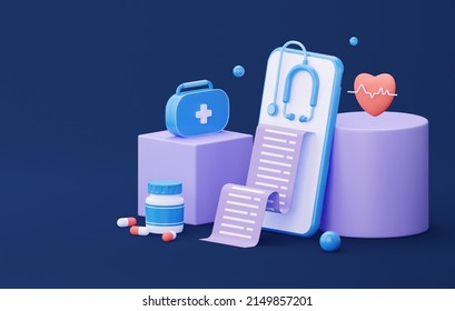 Doctor's consultation and prescription online. Telemedicine. 3d rendering - Powered by Shutterstock