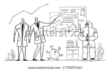 Doctors, scientists are making a presentation about new vaccine. Covid 19 vaccine 