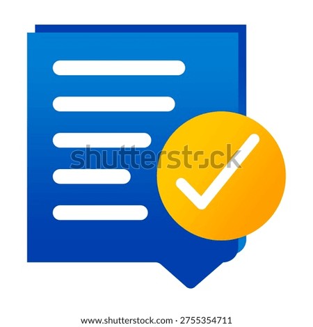 Document approval icon with checklist and checkmark representing verification confirmation report validation contract acceptance business administration paperwork and official document confirmation symbol