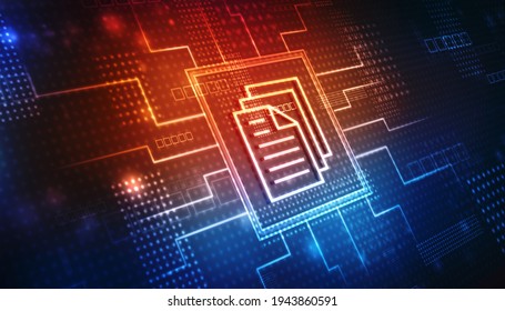 Document, File Icon In Business Abstract Background, Digital Abstract Technology Background