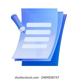 Document Financial report 3D render illustration