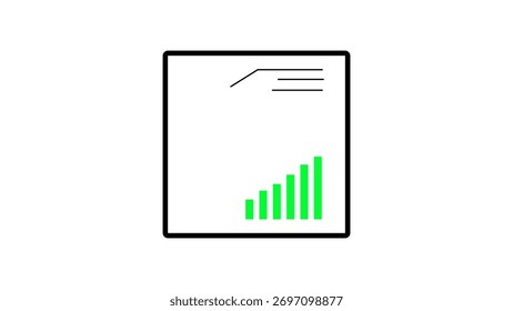 Document with Green Bar Chart. Animated green bar chart and line graph representing financial growth. Bar Chart With Line Graph Highlighting Yearly Financial Progress.