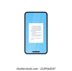 Document On Smartphone And Paper Scan Flat Illustration.
