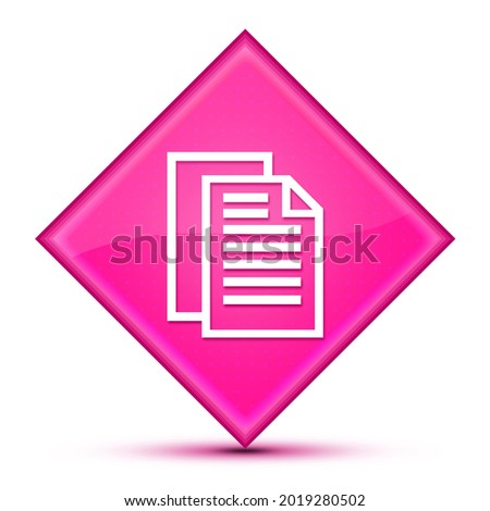 Document pages icon isolated on special blue diamond button abstract illustration