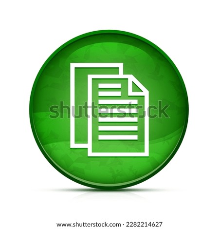 Document pages icon on classy splash green round button