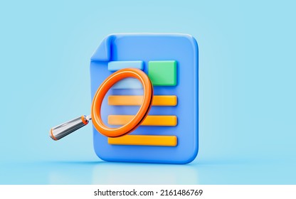 Document Search With Magnify Glass 3d Illustration Business Statement Solution Find Out Policy