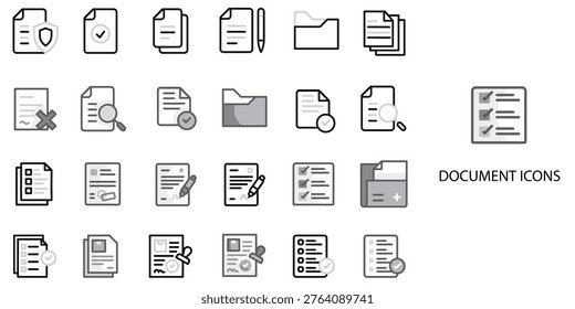 Document simple concept 24 grew color icons set .Vector illustration.