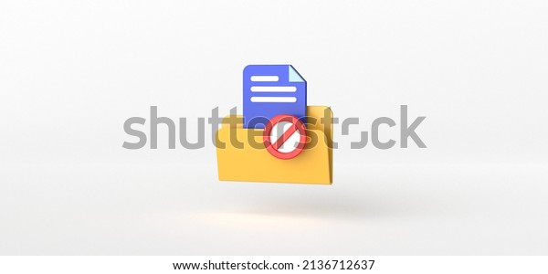 Document and Stop sign isolate on White\
background, Folder, 3d\
rendering.