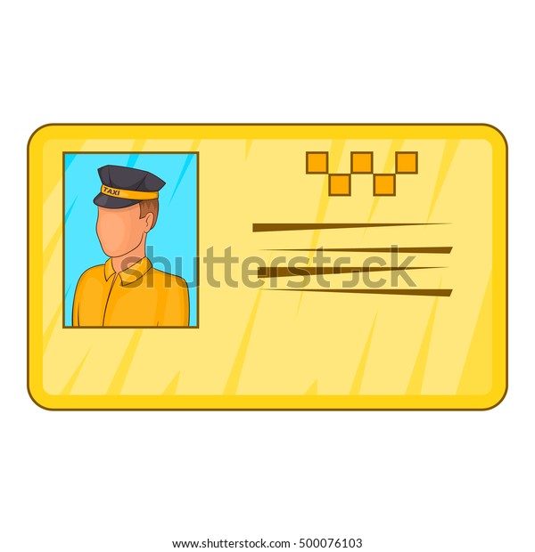 Document taxi driver icon in\
cartoon style isolated on white background. License symbol \
illustration