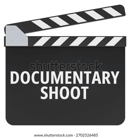 Documentary Shoot, clapperboard. 3D rendering isolated on white background