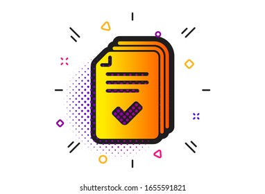 Documents Example Sign. Halftone Circles Pattern. Handout Icon. Classic Flat Handout Icon.