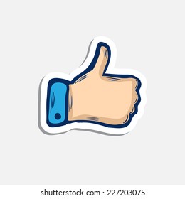 Doddle  blue hand or thumb up icon with shadow