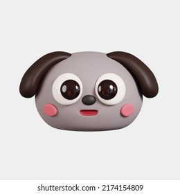 Dog Face Front View Isolated on White Background. Cute Cartoon Animal Head. 3D Render Illustration - Powered by Shutterstock