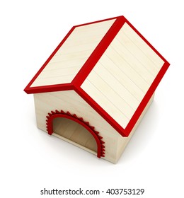 Dog House Isolated On White Background. Top View. 3d Rendering.