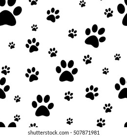 Dog Paw Print Seamless Pattern On Stock Vector (Royalty Free ...