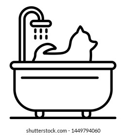 Dog Take A Bath Icon. Outline Dog Take A Bath Icon For Web Design Isolated On White Background