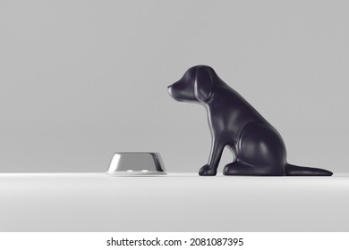 Dog waiting for food concept - 3d rendering