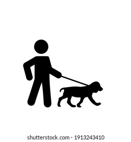 Dog Walker Icon Isolated On White Background. Animal Care Concept	