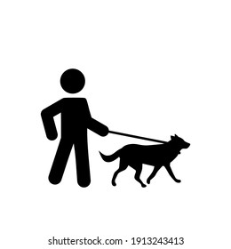 Dog Walker Icon Isolated On White Background. Animal Care Concept	