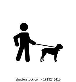 Dog Walker Icon Isolated On White Background. Animal Care Concept	