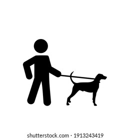 Dog Walker Icon Isolated On White Background. Animal Care Concept	