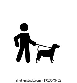 Dog Walker Icon Isolated On White Background. Animal Care Concept	