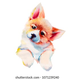 Dog Watercolor.watercolor Dog Portrait. Puppy.