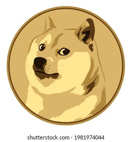 Doge cryptocurrency illustrated on white background 