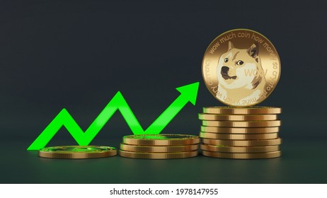 DogeCoin buy Bullish trend. 3D Illustration