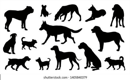 Set Labrador Retriever Silhouettes Isolated Vector Stock Vector ...