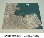 Doha map, satellite view, 3d, Qatar. Element of this image are furnished by NASA