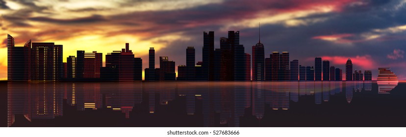 Doha Skyline 3D Render - Shutterstock ID 527683666