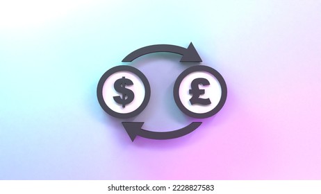 Dollar and pound conversion. 3d rendering illustration.