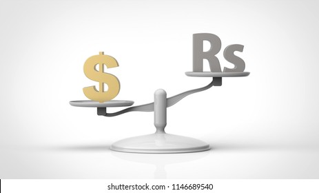 Dollar And Rupee 3d Rendering