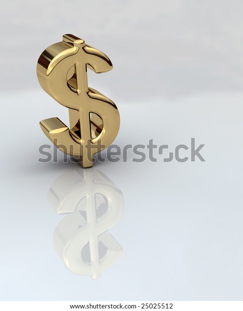 Dollar Sign Gold 3d On Reflective Stock Illustration 25025512 ...