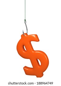 Dollar Sign On A Fish Hook. Money Concept