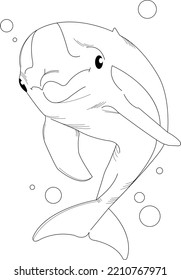 Dolphin Air Bubble Art Design Tattoo Echinoderm Cute Cartoon Graphic Animal