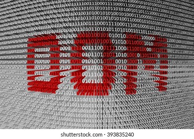 DOM in the form of binary code, 3D illustration