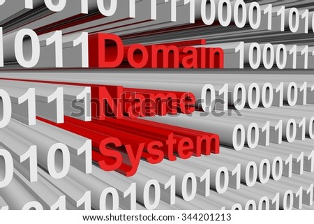 domain name system is presented in the form of binary code 3d illustration