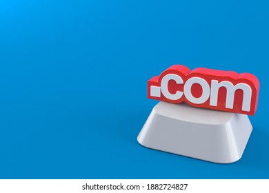 Domain on computer key isolated on blue background. 3d illustration