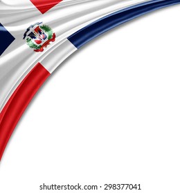 Dominican  flag of silk with copyspace for your text or images and white background