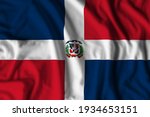 Dominican Republic flag realistic waving for design on independence day or other state holiday. 3D Illustration